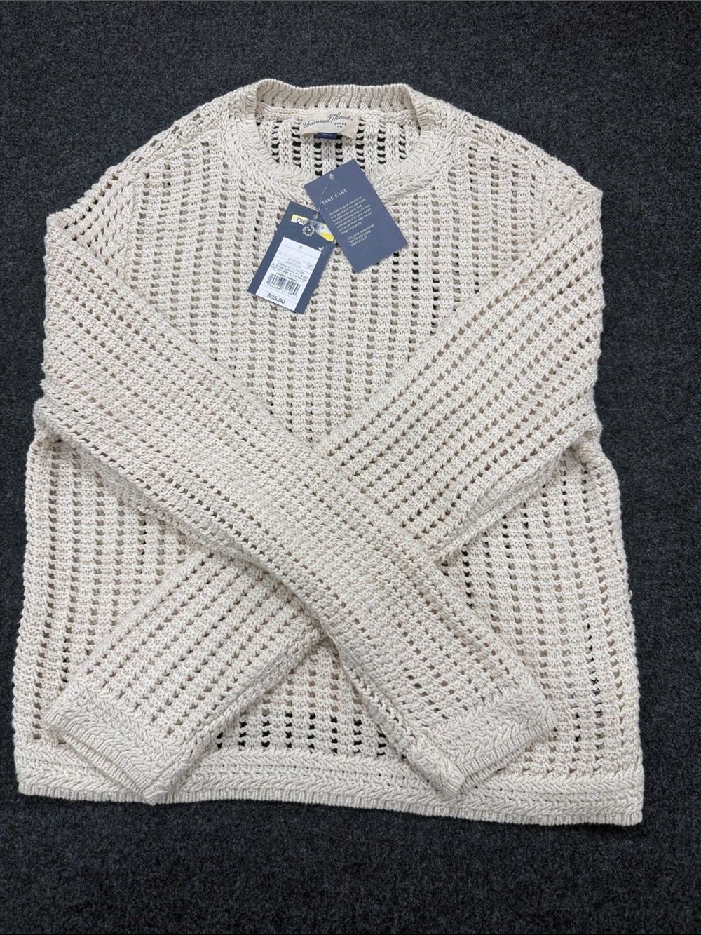 Universal Thread Cream Open-Weave Crewneck Sweater